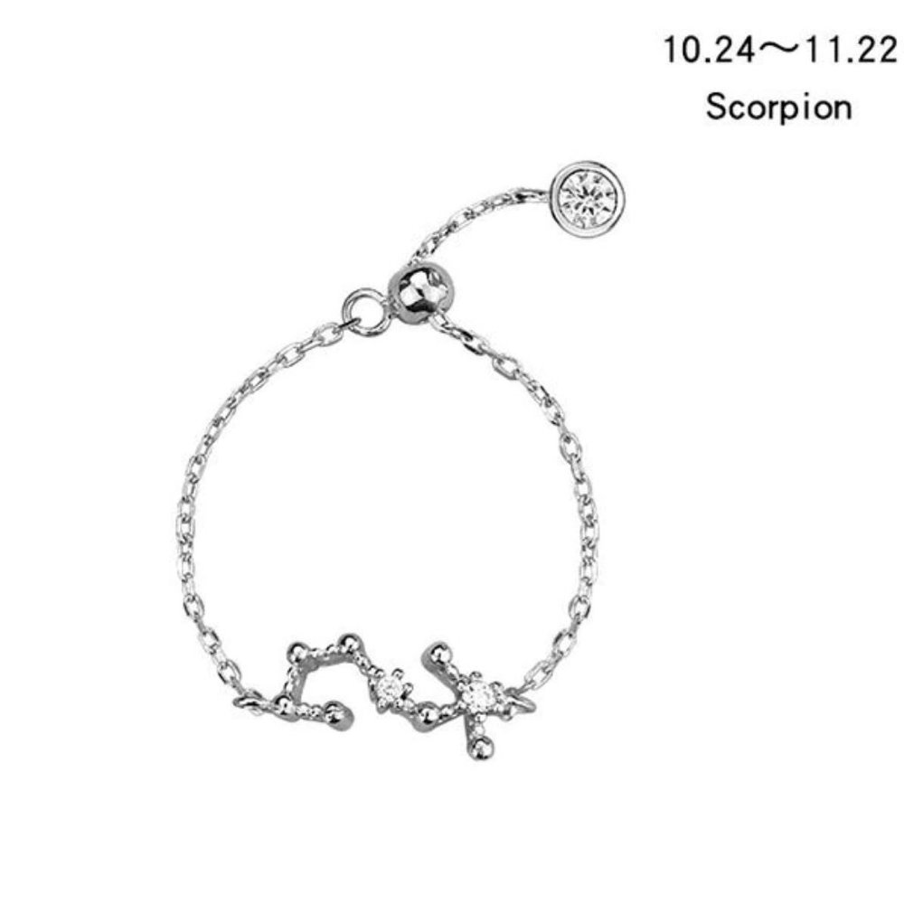 NEW 925 Silver Zodiac Resizable Ring-Scorpio A